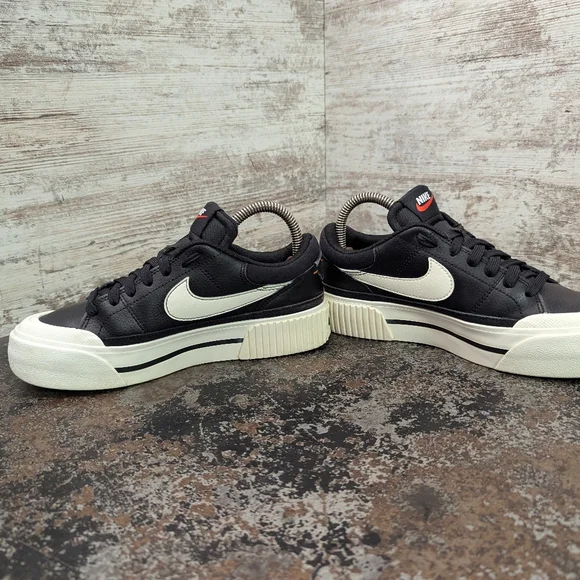 Womens Nike Court Legacy Lift Shoes Sz 6 Used DM7590 001 Black Leather - Picture 5 of 9